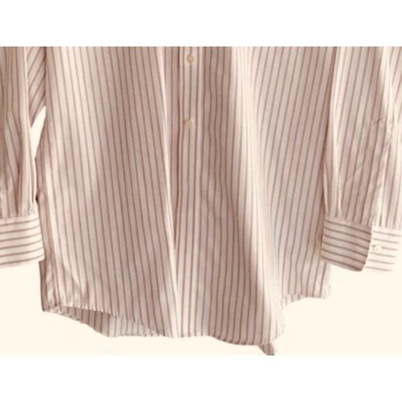 Brooks Brothers Mens Striped Button-Down Shirt Long Sleeve Pink White Size 17.5 - Picture 4 of 5